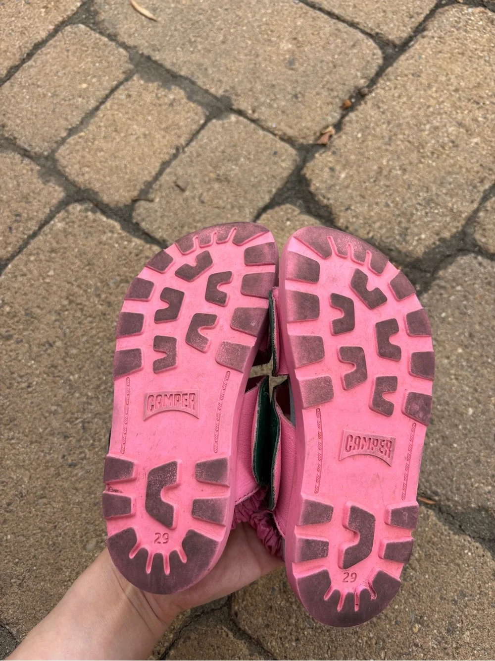 Camper Green and Pink Leather Brutus Sandal for Kids